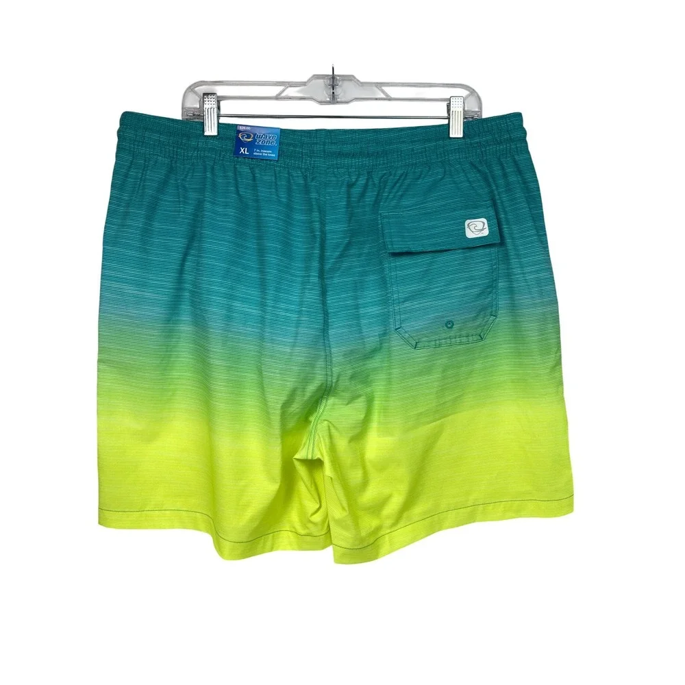 Wave Zone Men's XL Swim Trunks Blue Green Ombre Volley Shorts Mesh Lined NWT